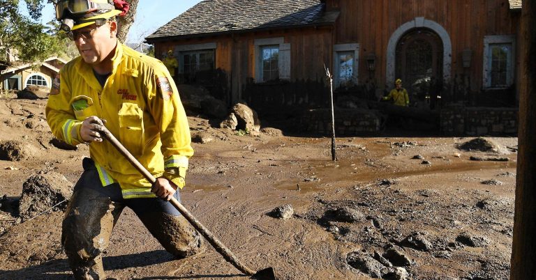 Army of rescue workers dig for survivors in California mudslides that have left 18 dead