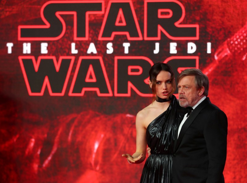 FILE PHOTO: Actors Daisy Ridley and Mark Hamill pose for photographers as they arrive for the European Premiere of 'Star Wars: The Last Jedi', at the Royal Albert Hall in central London