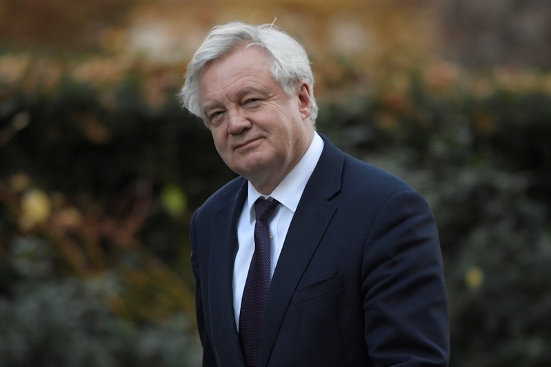 Britain's Secretary of State for Exiting the European Union David Davis arrives in Downing Street, London