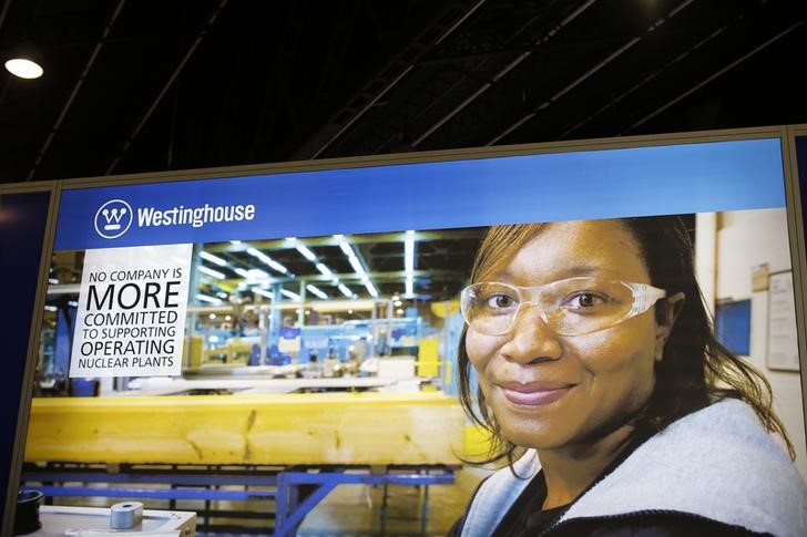 FILE PHOTO - The logo of the American company Westinghouse is pictured at the World Nuclear Exhibition 2014 in Le Bourget