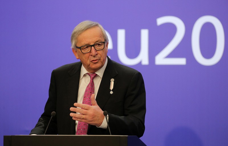 EU Commission President Juncker speaks during a news conference at a ceremony starting Bulgaria's six-month presidency of the European Union in Sofia