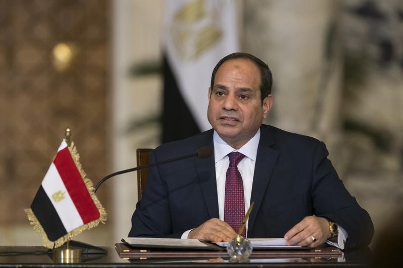 Egypt's President Abdel Fattah al-Sisi speaks during a news conference after the talks with Russia's President Vladimir Putin in Cairo