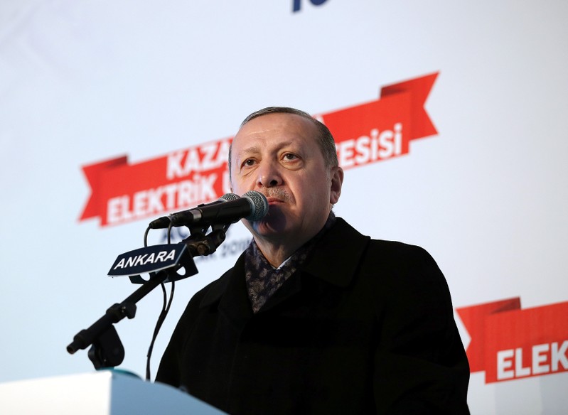 Turkish President Erdogan speaks during an opening ceremony in Sincan near Ankara