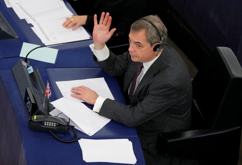 Brexit campaigner and Member of the European Parliament Farage takes part in a voting session at the European Parliament in Strasbourg