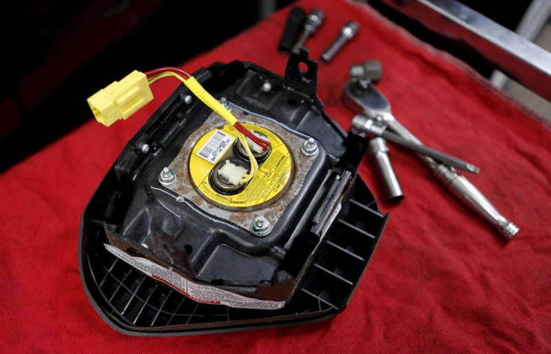FILE PHOTO: A recalled Takata airbag inflator in Miami