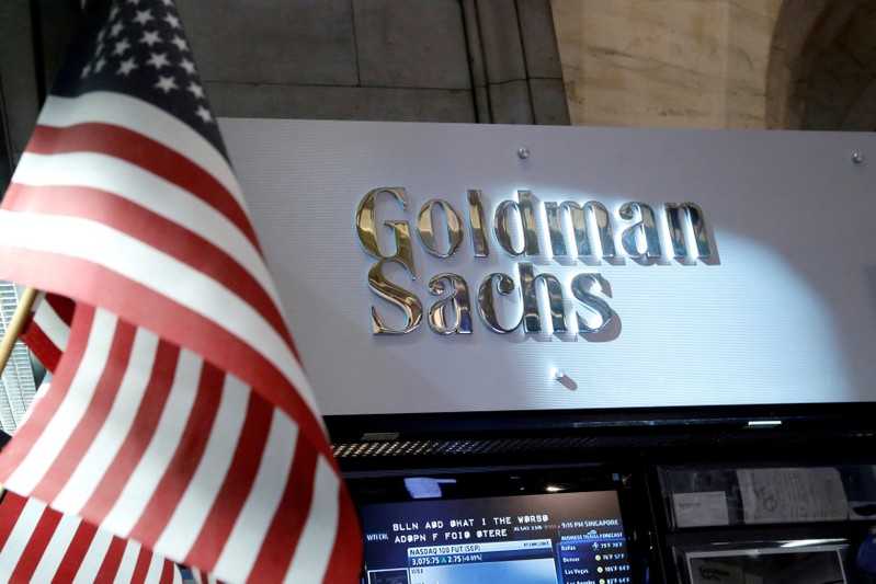 FILE PHOTO: The Goldman Sachs stall on the floor of the New York Stock Exchange