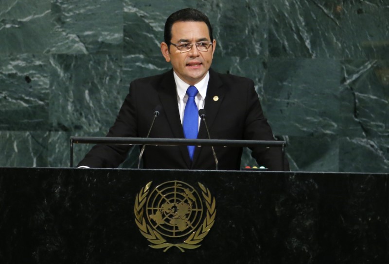 Guatemalan President Morales addresses the 72nd United Nations General Assembly at U.N. Headquarters in New York