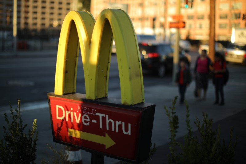 The logo of a McDonald's Corp restaurant is seen in Los Angeles