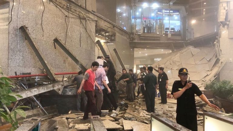 Mezzanine inside Jakarta stock exchange tower collapses