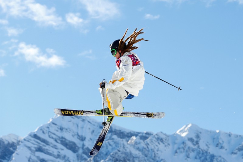 FILE PHOTO: Sweden's Henrik Harlaut performs a jump during the men's freestyle skiing slopestyle finals at the 2014 Sochi Winter Olympic Games in Rosa Khutor