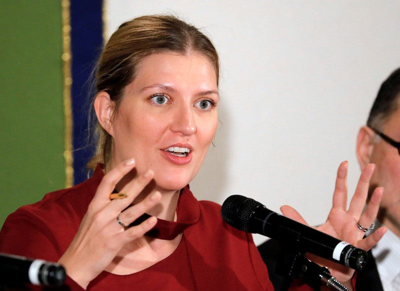 Beatrice Fihn, executive director of Nobel Peace Prize-winning ICAN, attends a news conference in Tokyo
