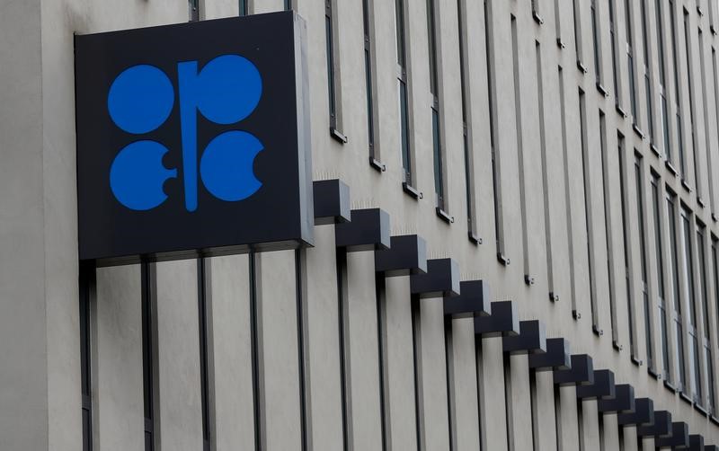 The OPEC logo is pictured at its headquarters in Vienna
