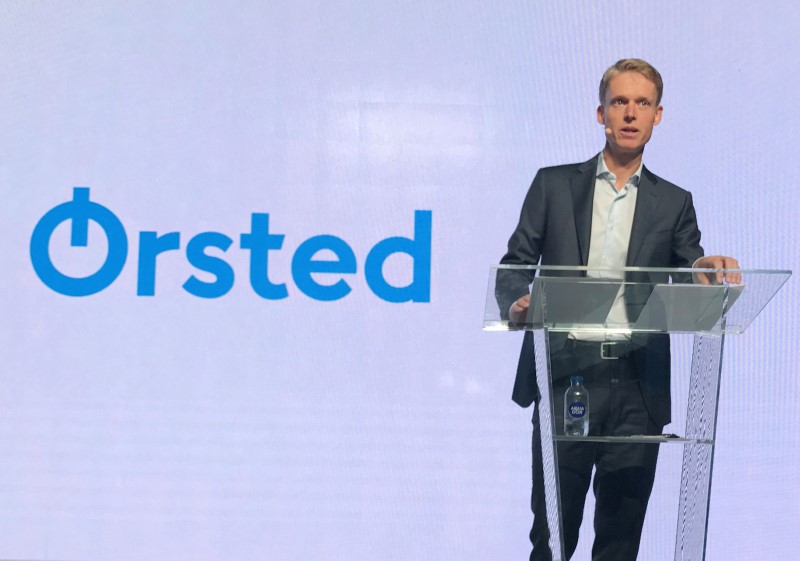 FILE PHOTO: DONG CEO Poulsen speaks to employees after revealing the company's new name Orsted in Gentofte