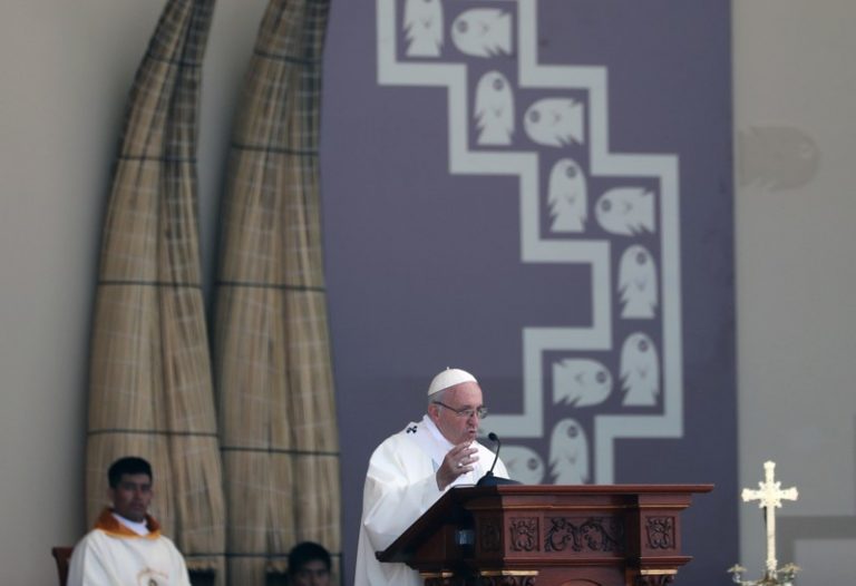 Pope urges hope in visit to Peru area devastated by floods