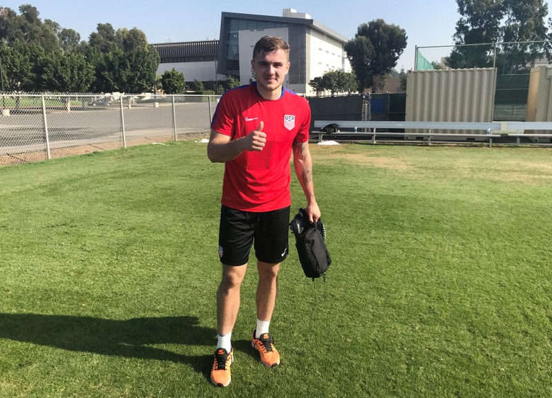 U.S. Men's National Team forward Jordan Morris poses for a photo after the first day of winter training camp in Carson