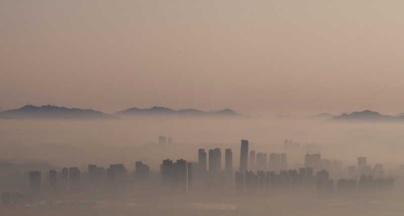 The city skyline of Incheon is pictured early morning in an aerial view south of Seoul, South Korea