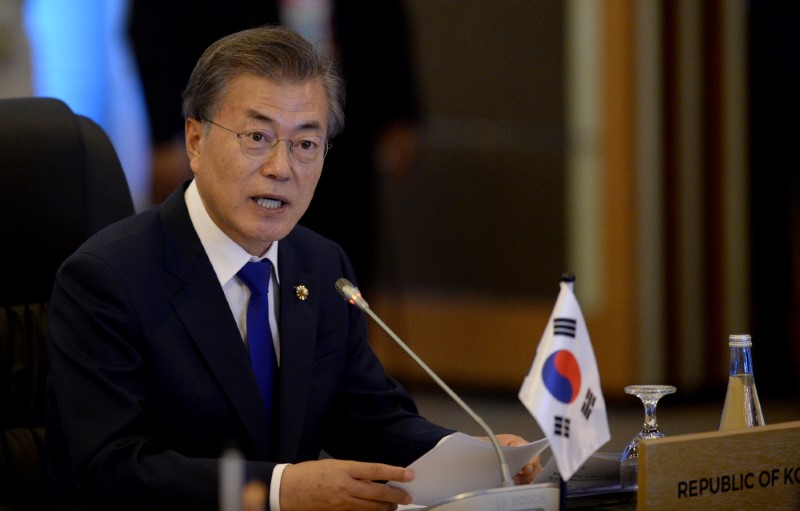 South Korea's President Moon Jae-In delivers a statement during the 19th Association of Southeast Asian Nations (ASEAN)-Republic of Korea Summit in Manila