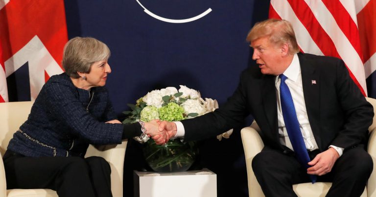 Trump says he wants to correct “false rumor” of bad relationship with May