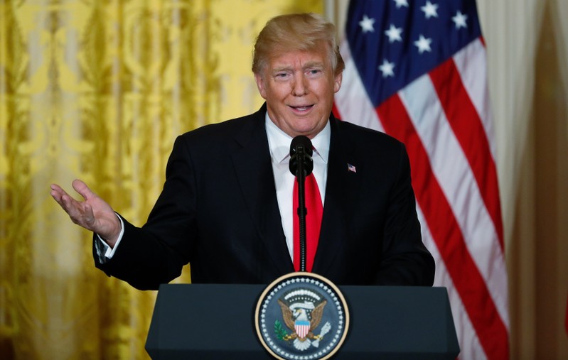 U.S. President Trump holds joint news conference with Norwegian Prime Minister Solberg at the White House in Washington