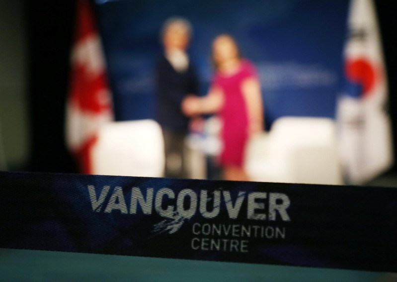 Canada’s Minister of Foreign Affairs Chrystia Freeland holds a bilateral meeting with the South Korean Minister of Foreign Affairs Kang Kyung-wha in Vancouver