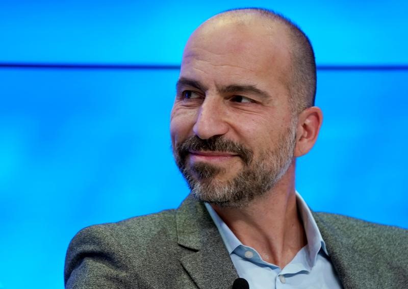 Dara Khosrowshahi, Chief Executive Officer of Uber Technologies, attends the World Economic Forum (WEF) annual meeting in Davos