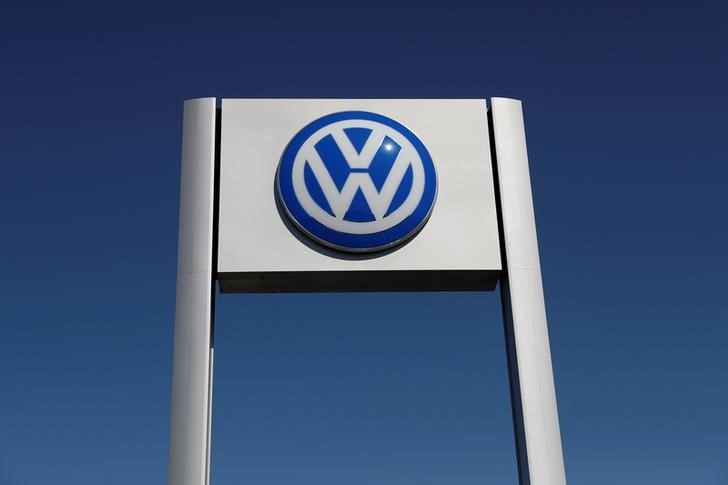 FILE PHOTO - A Volkswagen logo is seen at Serramonte Volkswagen in Colma, California