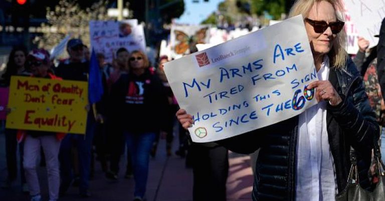 Women turn out big for protest marches — in both blue and red states