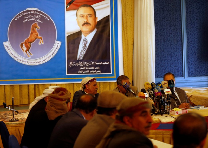 Members of the General People's Congress party attend a meeting of the party's leadership in Sanaa