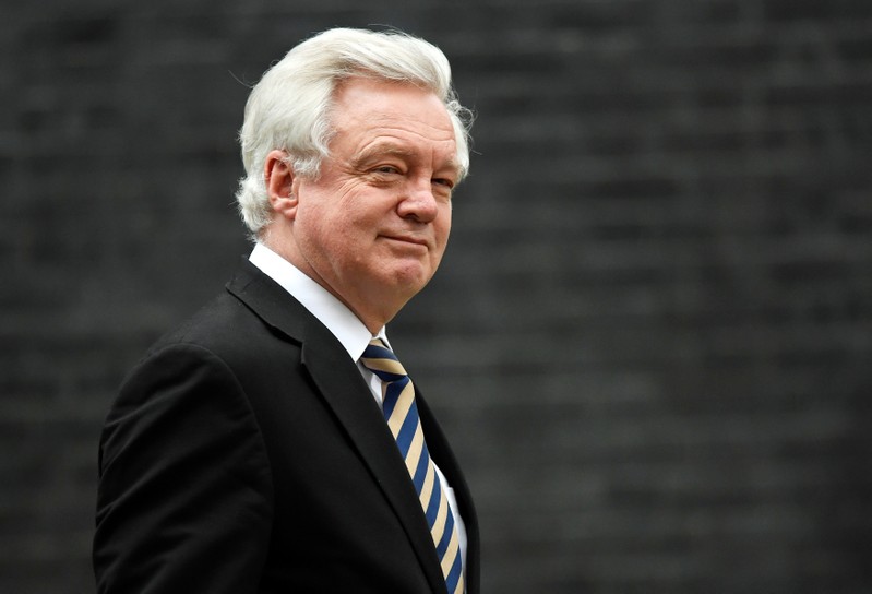 Britain's Secretary of State for Exiting the European Union David Davis leaves 10 Downing Street, London