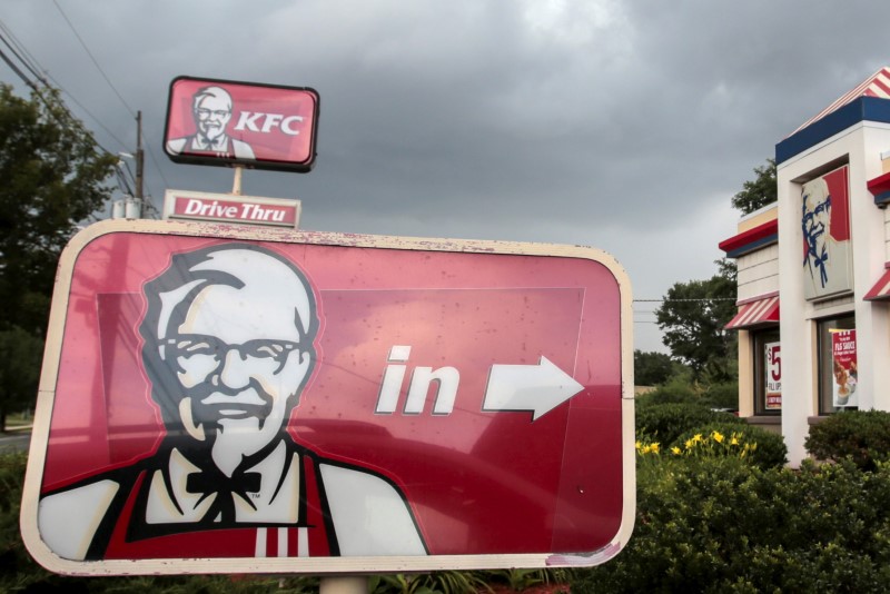 FILE PHOTO: KFC sign is pictured outside its restaurant in Paramus