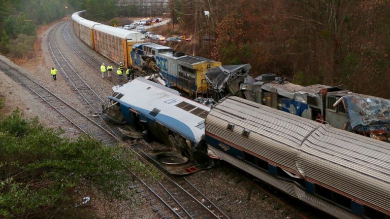 At least 2 dead, 70 injured after Amtrak train collides with freight train in SC