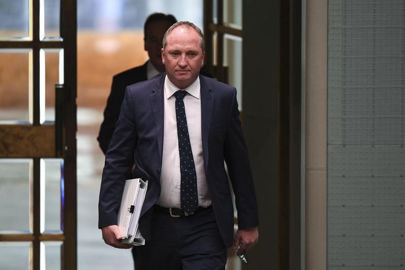 Australian Deputy Prime Minister Barnaby Joyce arrives during House of Representatives Question Time at Parliament House in Canberra