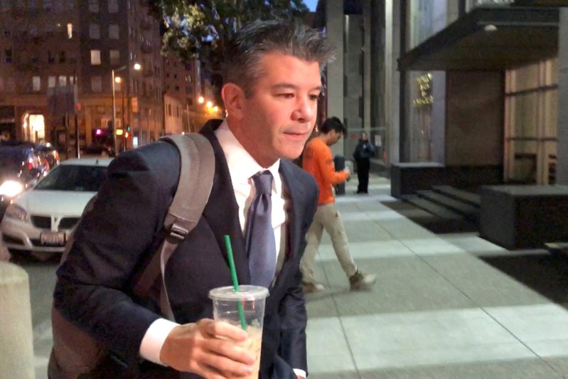 Former Uber Chief Executive Officer Travis Kalanick arrives at the federal court in San Francisco