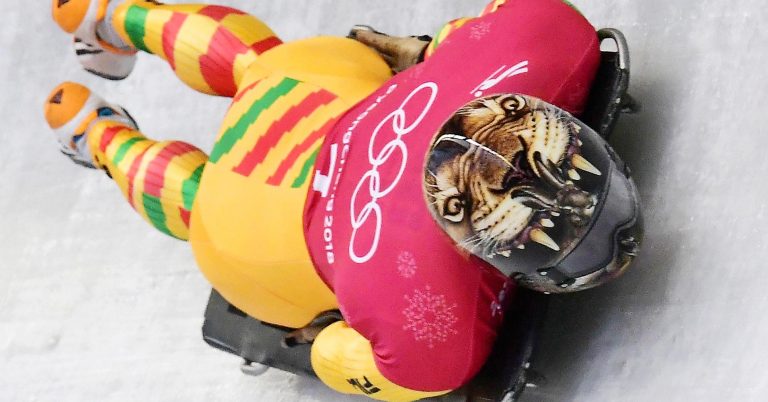 Check out these Olympic Skeleton athletes and their super cool helmets