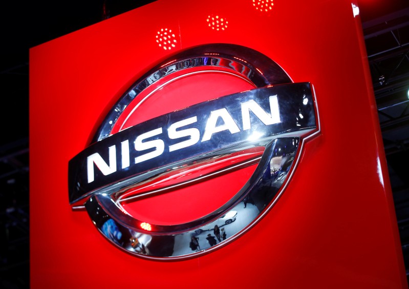 FILE PHOTO: The Nissan logo is seen at the company's display area during the North American International Auto Show in Detroit