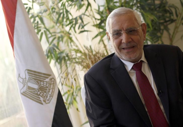 Former presidential candidate Abol Fotouh speaks during an interview with Reuters in Cairo