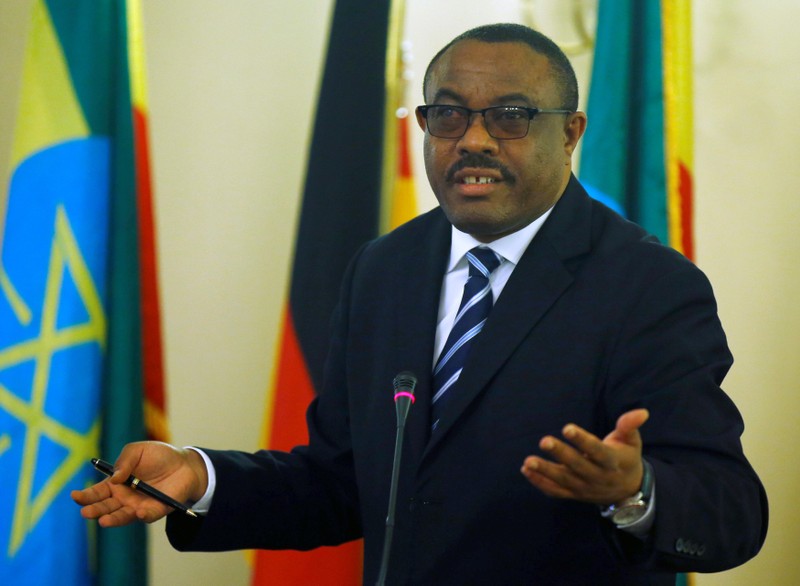 FILE PHOTO: Ethiopian Prime Minister Hailemariam Desalegn gestures during a news conference in Addis Ababa