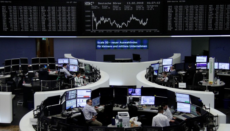 The German share price index, DAX board, is seen at the stock exchange in Frankfurt