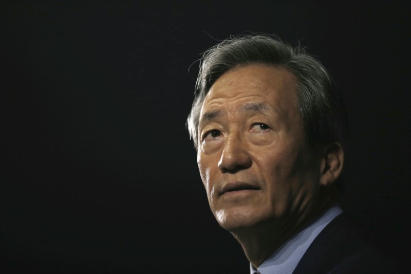 Chung Mong-joon speaks during a news conference in Seoul