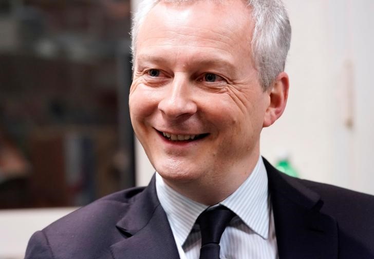 French Finance Minister Bruno Le Maire attends an interview with Reuters during the WEF annual meeting in Davos