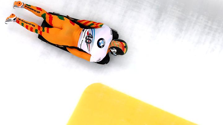 Akwasi Frimpong of Ghana competes at the International Bobsleigh and Skeleton Federation World Championships on February 24, 2017, in Koenigssee, Germany.