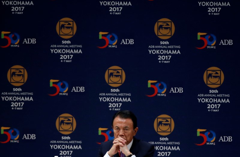 Japanese Deputy Prime Minister and Finance Minister Taro Aso attends opening session of the ADB annual meeting in Yokohama