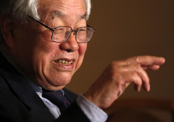 FILE PHOTO: Koichi Hamada, professor emeritus of economics at Yale University and an economic adviser to Japan's Prime Minister Shinzo Abe, speaks during a news conference in Tokyo
