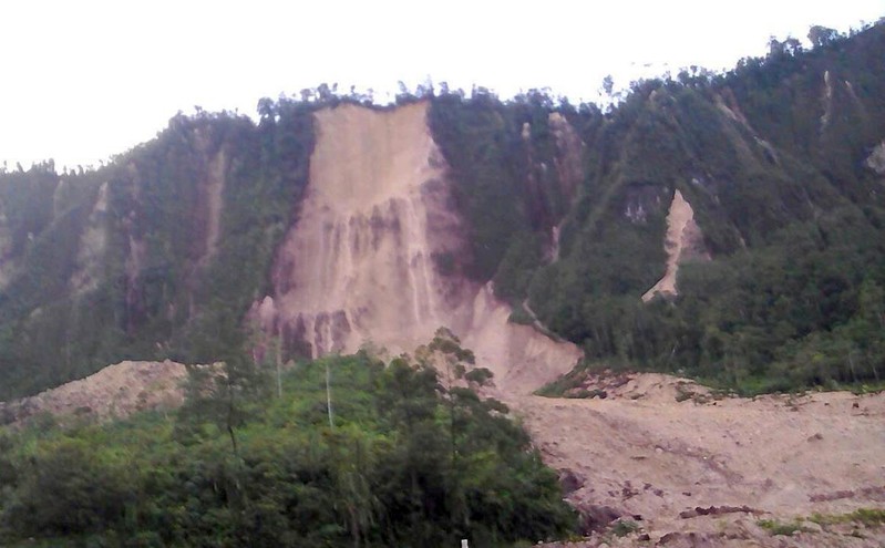 A supplied image shows a landslide and damage to a road located near the township of Tabubil after an earthquake that struck Papua New Guinea's Southern Highlands
