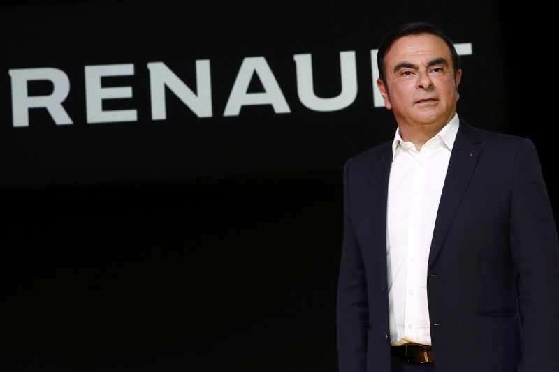 Renault Chief Executive Carlos Ghosn delivers a speech during the official presentation of the new Renault RS16 car at the company's research center in Guyancourt