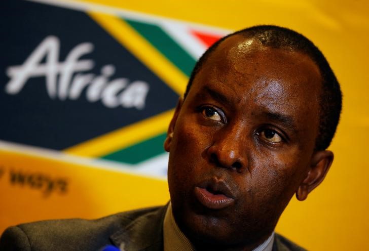 FILE PHOTO: Mosebenzi Zwane, South Africa's Minister of Mineral Resources, speaks at a media briefing in Cape Town