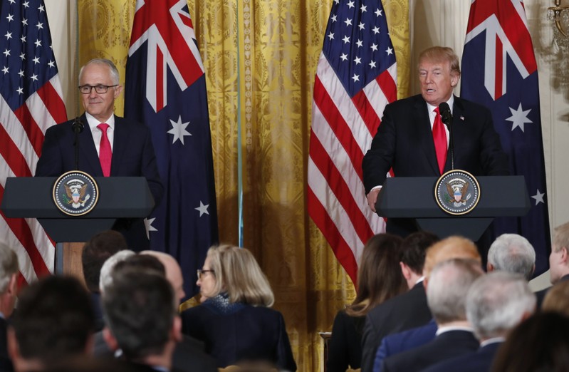U.S. President Trump and Australian Prime Minister Turnbull hold joint news conference at the White House in Washington