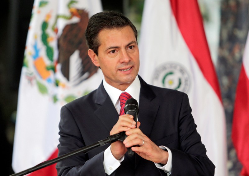 Mexico's President Enrique Pena Nieto addresses the audience during an event, in Asuncion