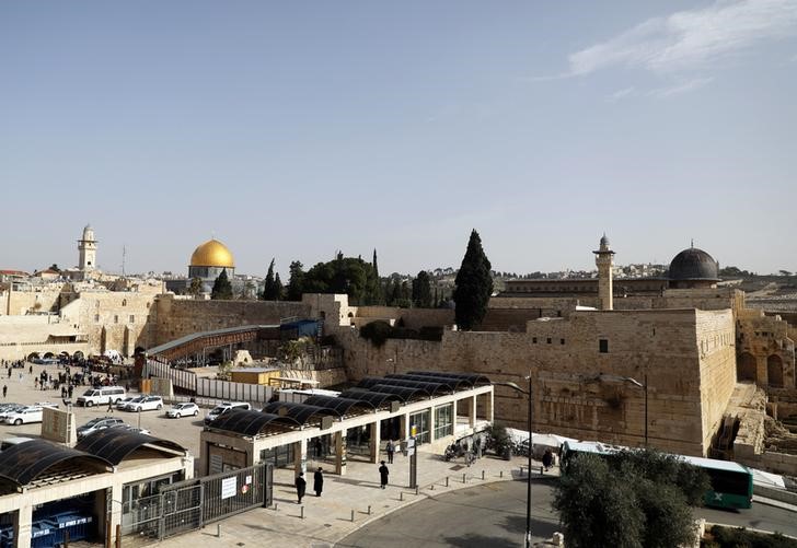 A general view of Jerusalem's Old City shows the Western Wall, Judaism's holiest prayer site, in the foreground as the Dome of the Rock, located on the compound known to Muslims as Noble Sanctuary and to Jews as Temple Mount, is seen in the background