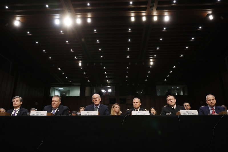 U.S. security chiefs testify before Senate Intelligence Committee hearing on 